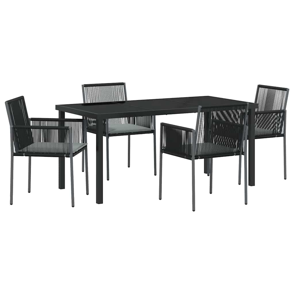 Garden Dining Set 5 pcs Black PE Rattan