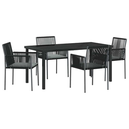 Garden Dining Set 5 pcs Black PE Rattan