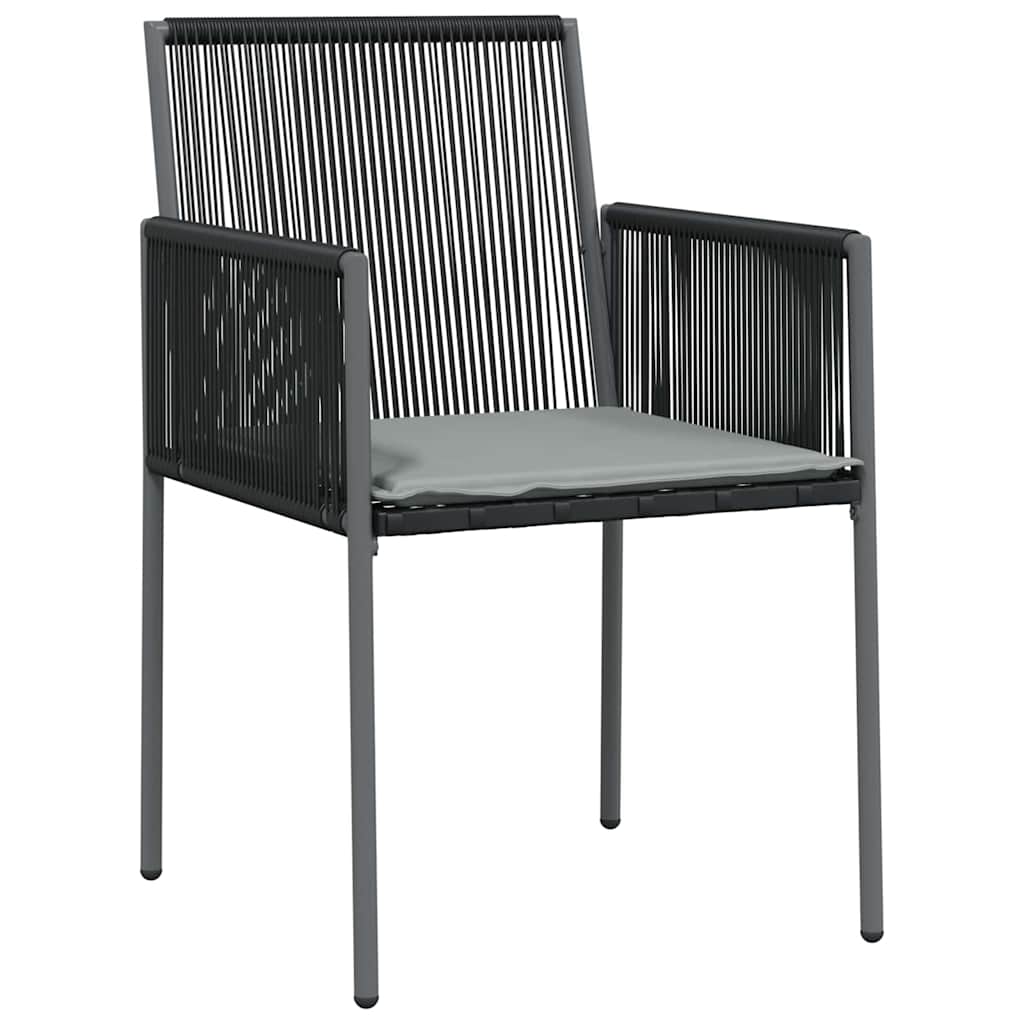 Garden Dining Set 5 pcs Black PE Rattan
