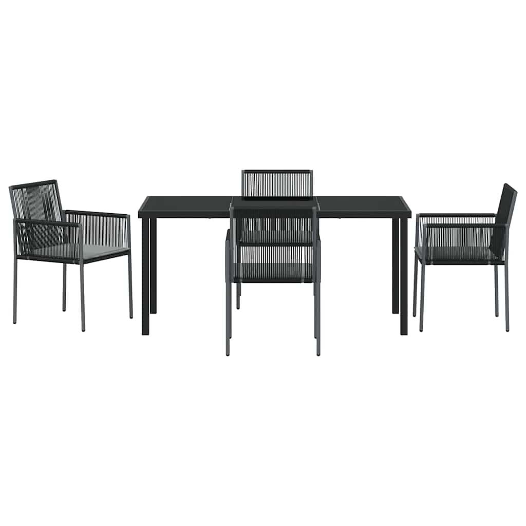 Garden Dining Set 5 pcs Black PE Rattan