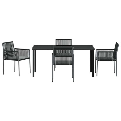 Garden Dining Set 5 pcs Black PE Rattan