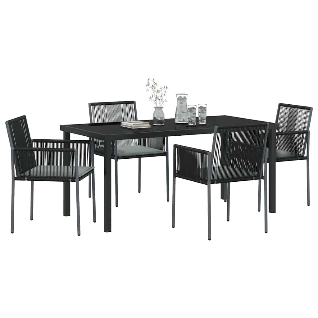 Garden Dining Set 5 pcs Black PE Rattan