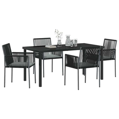 Garden Dining Set 5 pcs Black PE Rattan