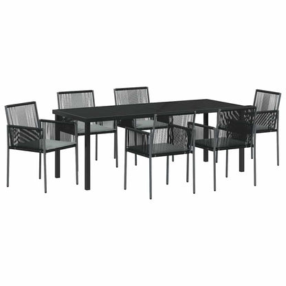 Garden Dining Set 7 pcs Black PE Rattan