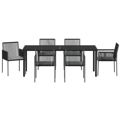 Garden Dining Set 7 pcs Black PE Rattan