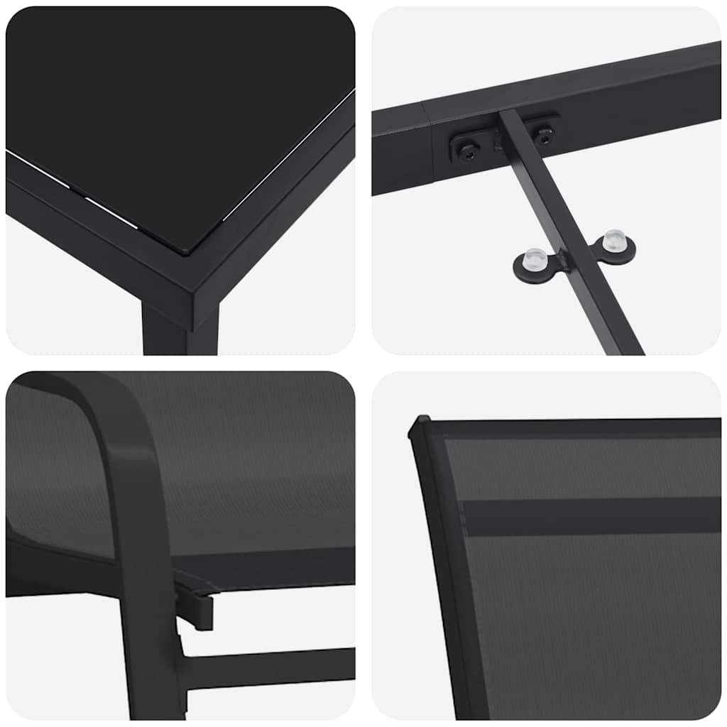 Garden Dining Set 5 pcs Black Powder-coated Steel