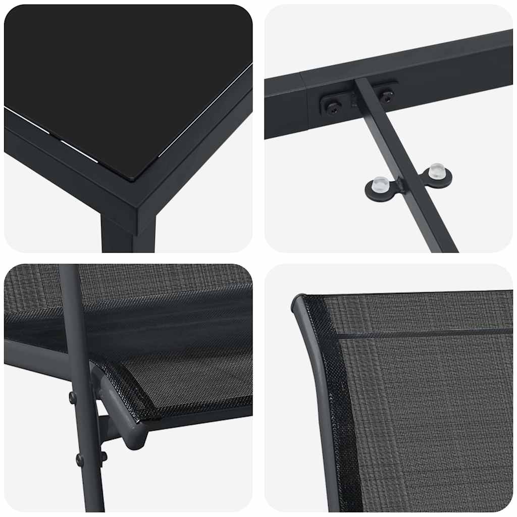 Garden Dining Set 5 pcs Black Powder-Coated Steel