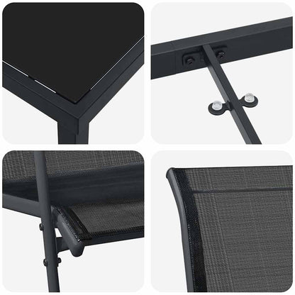 Garden Dining Set 5 pcs Black Powder-Coated Steel