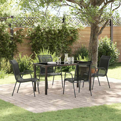 Garden Dining Set 5 pcs Black Powder-Coated Steel