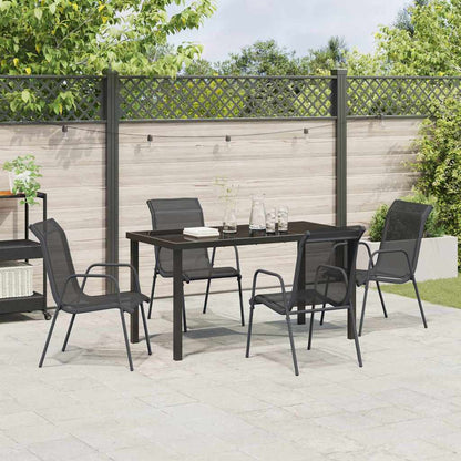 Garden Dining Set 5 pcs Black Powder-Coated Steel