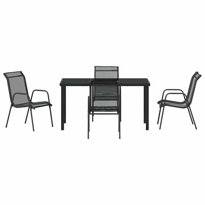 Garden Dining Set 5 pcs Black Powder-Coated Steel