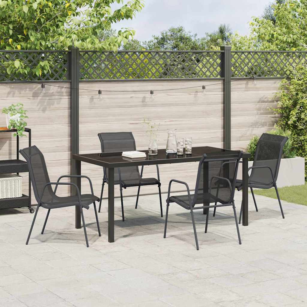 Garden Dining Set 5 pcs Black Powder-Coated Steel