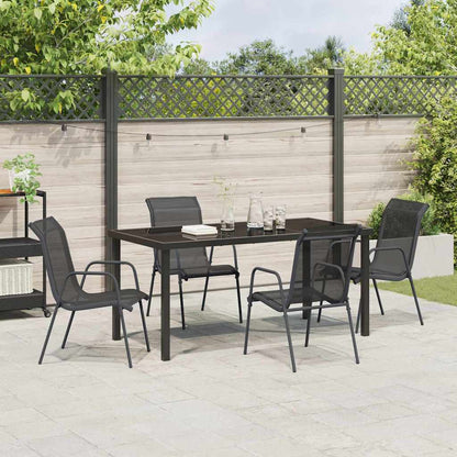 Garden Dining Set 5 pcs Black Powder-Coated Steel