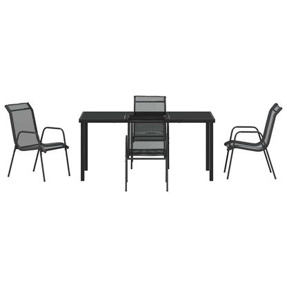 Garden Dining Set 5 pcs Black Powder-Coated Steel