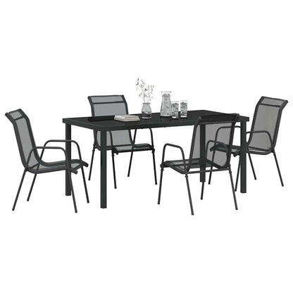 Garden Dining Set 5 pcs Black Powder-Coated Steel