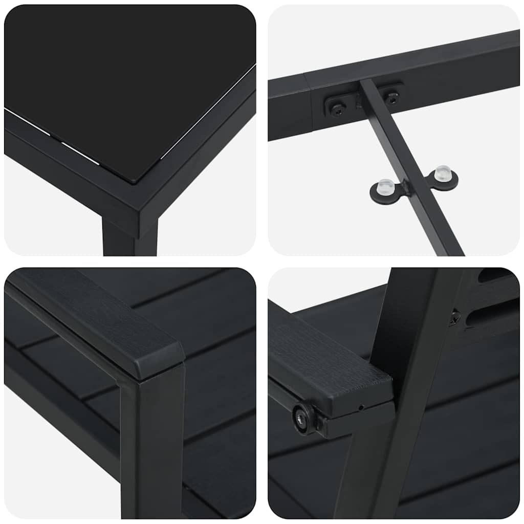 Garden Dining Set 3 pcs Black Powder-Coated Steel