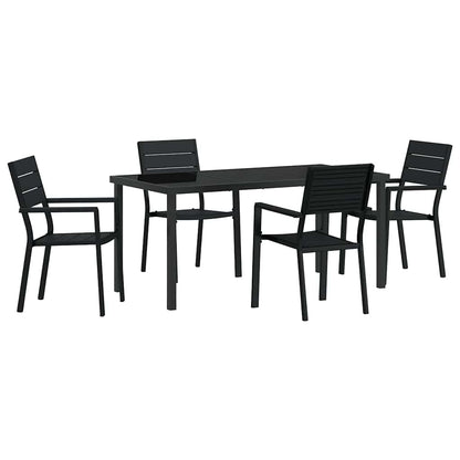 Garden Dining Set 5 pcs Black Powder-Coated Steel
