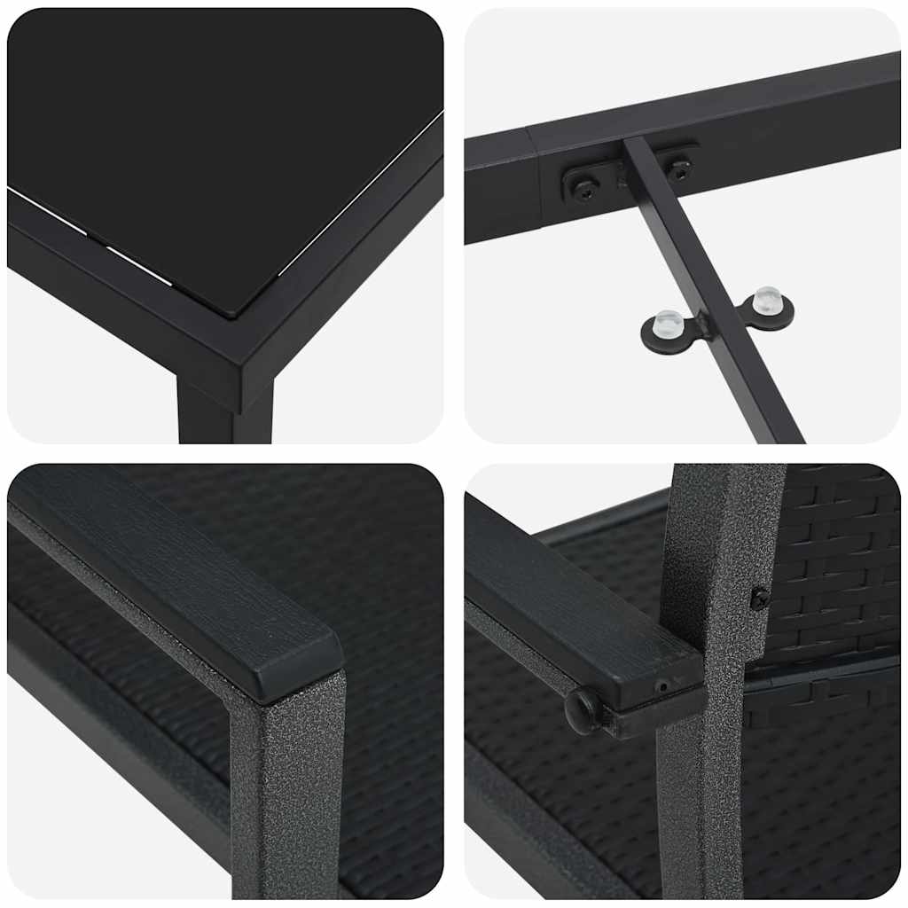 Garden Dining Set 3 pcs Black Powder-Coated Steel