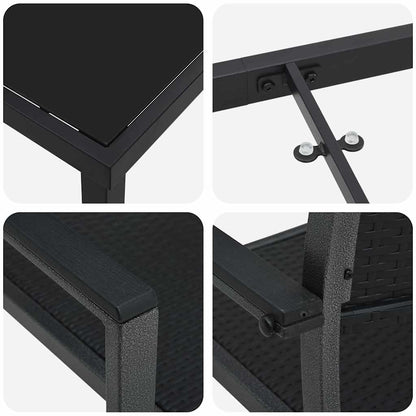 Garden Dining Set 7 pcs Black Powder-Coated Steel