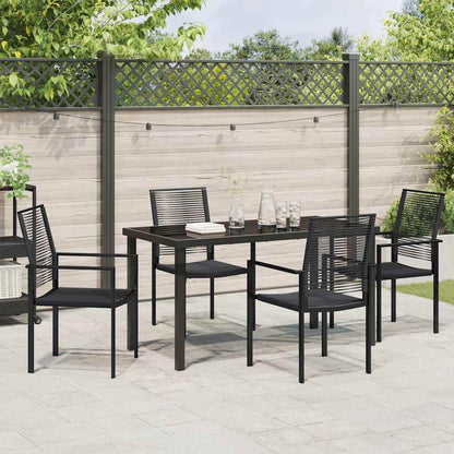 Garden Dining Set 5 pcs Black Powder-Coated Steel