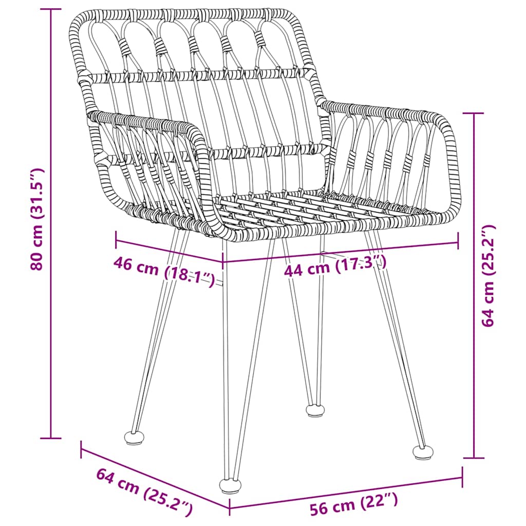 Garden Dining Set 7 pcs Brown Powder-Coated Steel