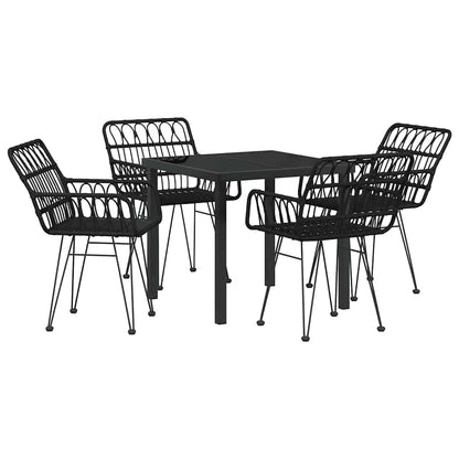 Garden Dining Set 5 pcs Black Powder-Coated Steel
