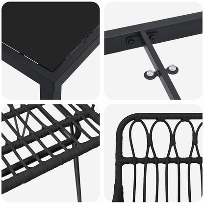 Garden Dining Set 5 pcs Black Powder-Coated Steel