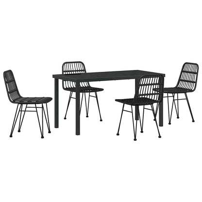 Garden Dining Set 5 pcs Black Powder-Coated Steel