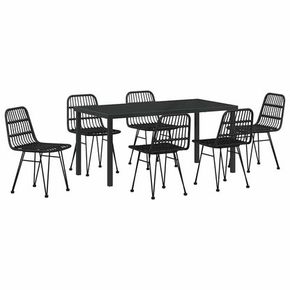 Garden Dining Set 7 pcs Black Powder-Coated Steel