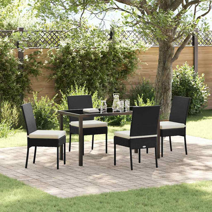 Garden Dining Set 5 pcs Black Powder-Coated Steel