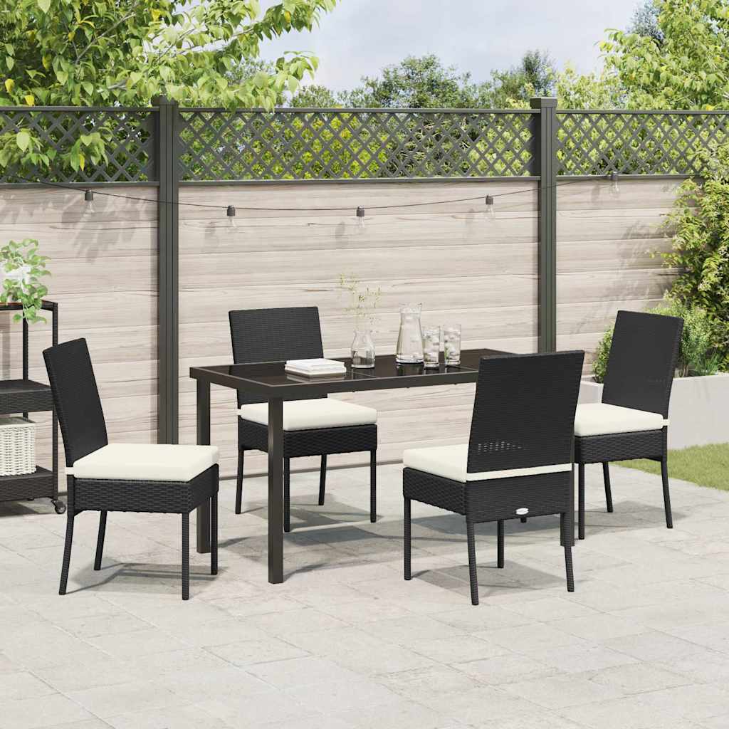 Garden Dining Set 5 pcs Black Powder-Coated Steel