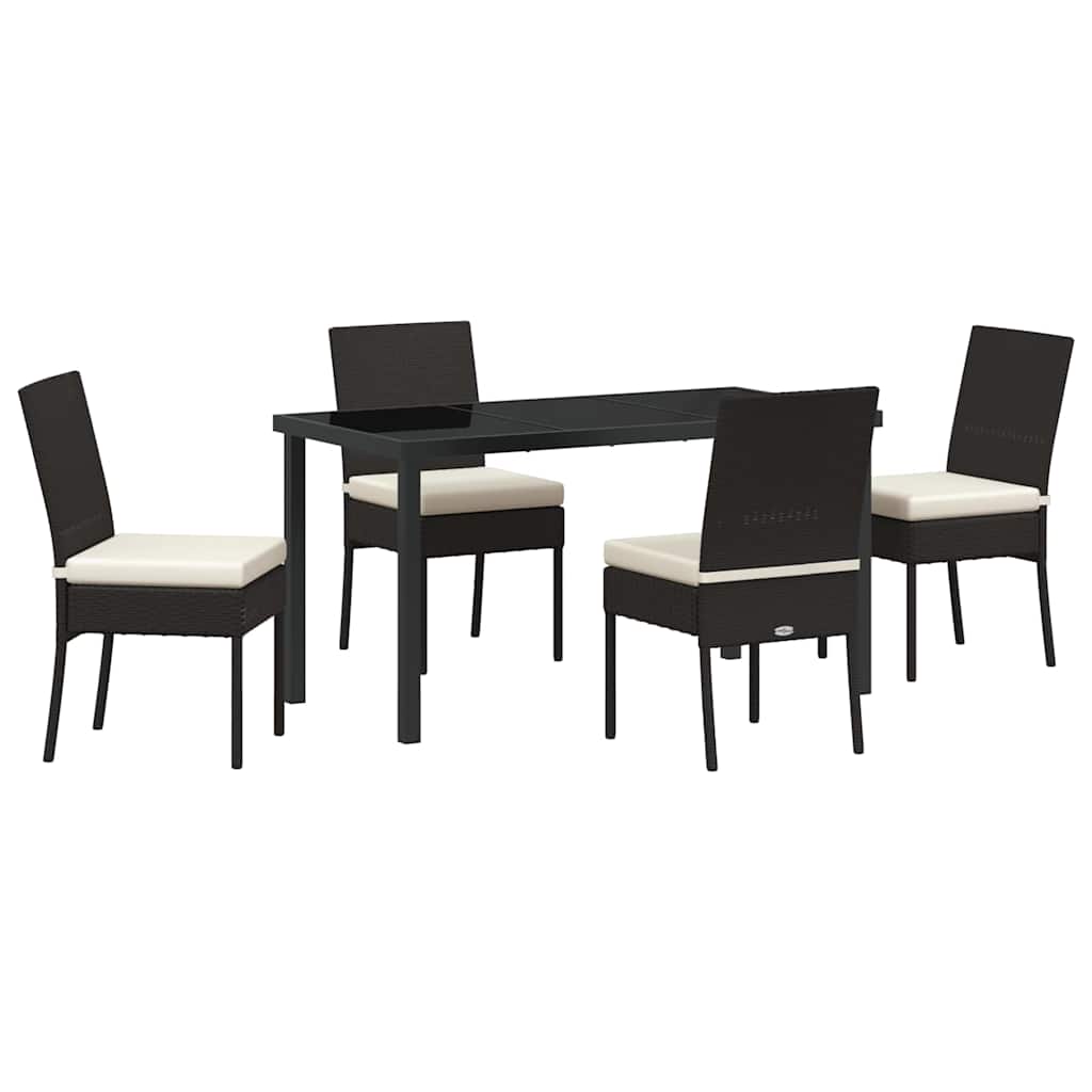 Garden Dining Set 5 pcs Black Powder-Coated Steel