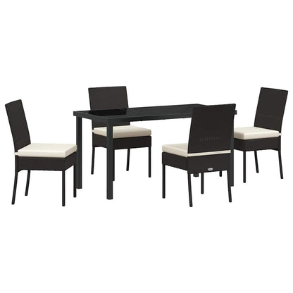 Garden Dining Set 5 pcs Black Powder-Coated Steel