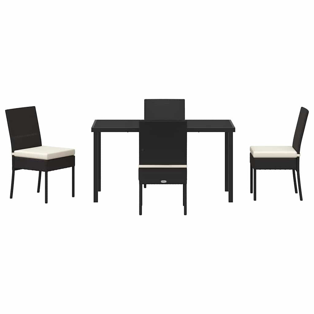 Garden Dining Set 5 pcs Black Powder-Coated Steel
