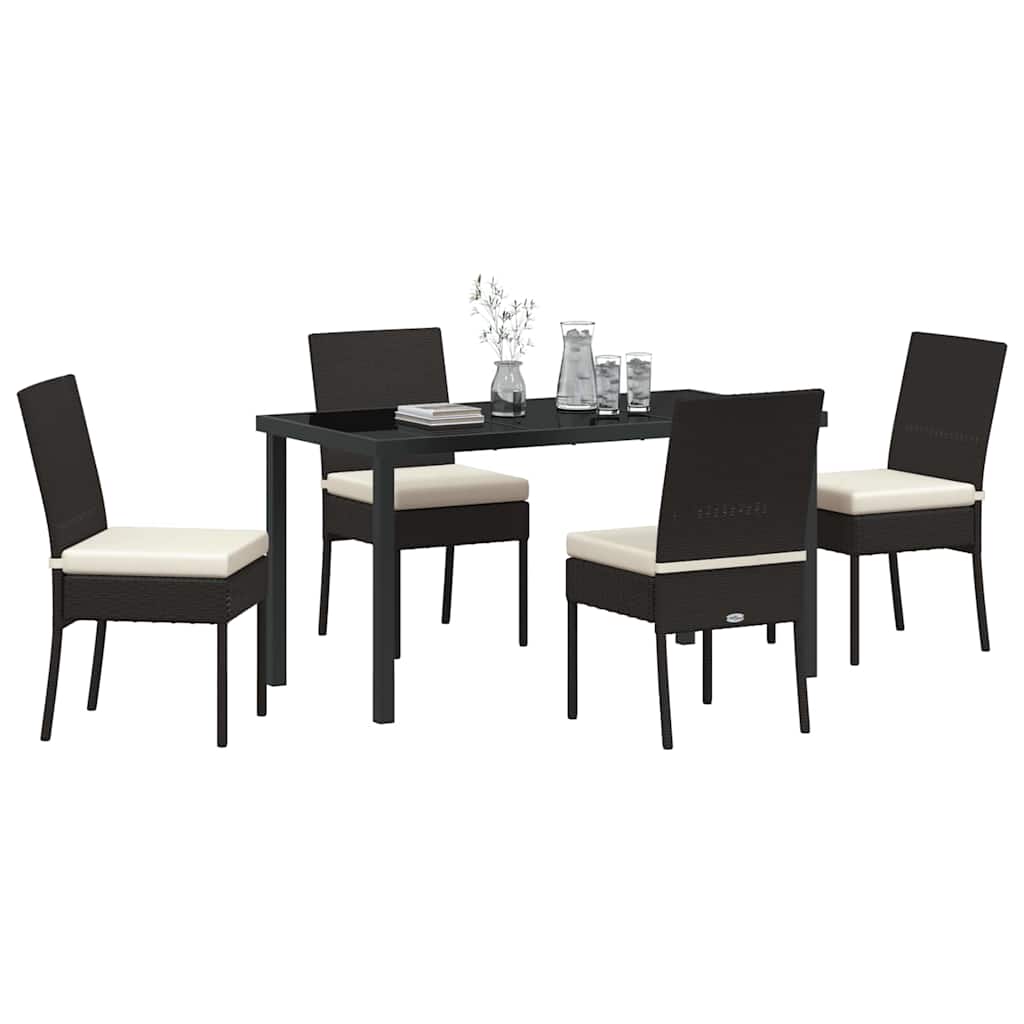 Garden Dining Set 5 pcs Black Powder-Coated Steel