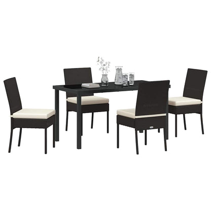 Garden Dining Set 5 pcs Black Powder-Coated Steel