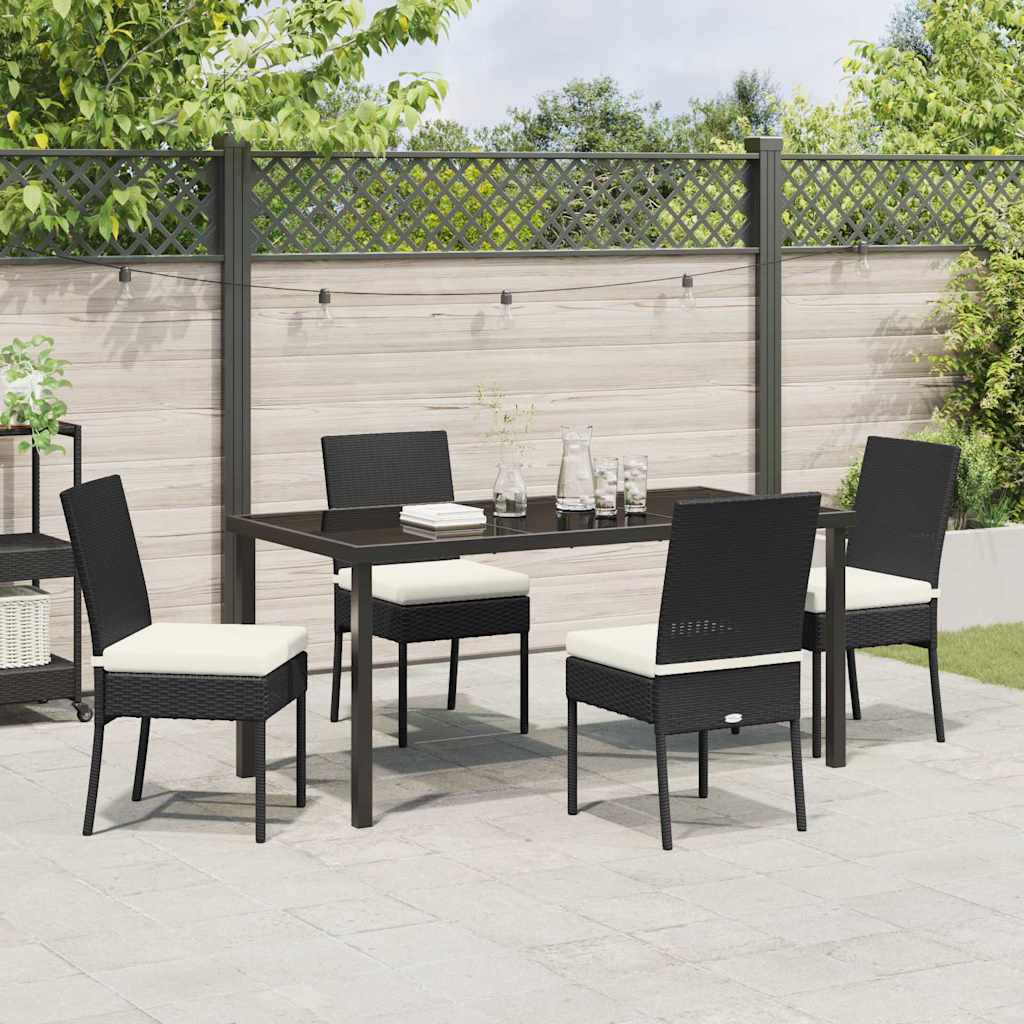 Garden Dining Set 5 pcs Black Powder-Coated Steel