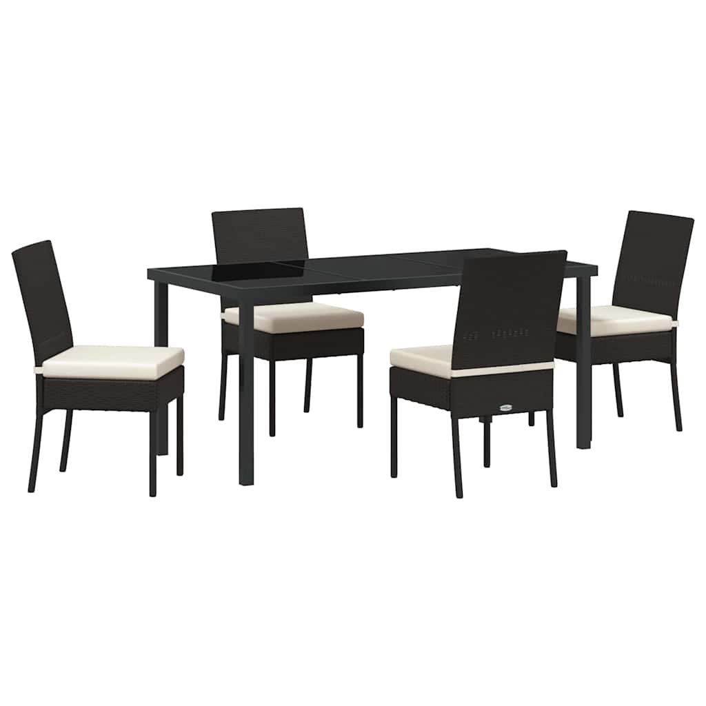 Garden Dining Set 5 pcs Black Powder-Coated Steel