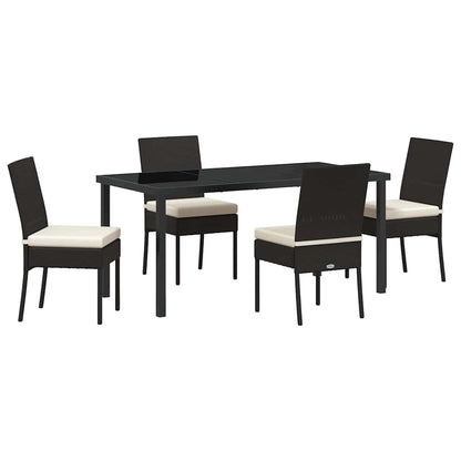 Garden Dining Set 5 pcs Black Powder-Coated Steel