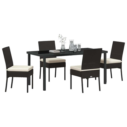 Garden Dining Set 5 pcs Black Powder-Coated Steel