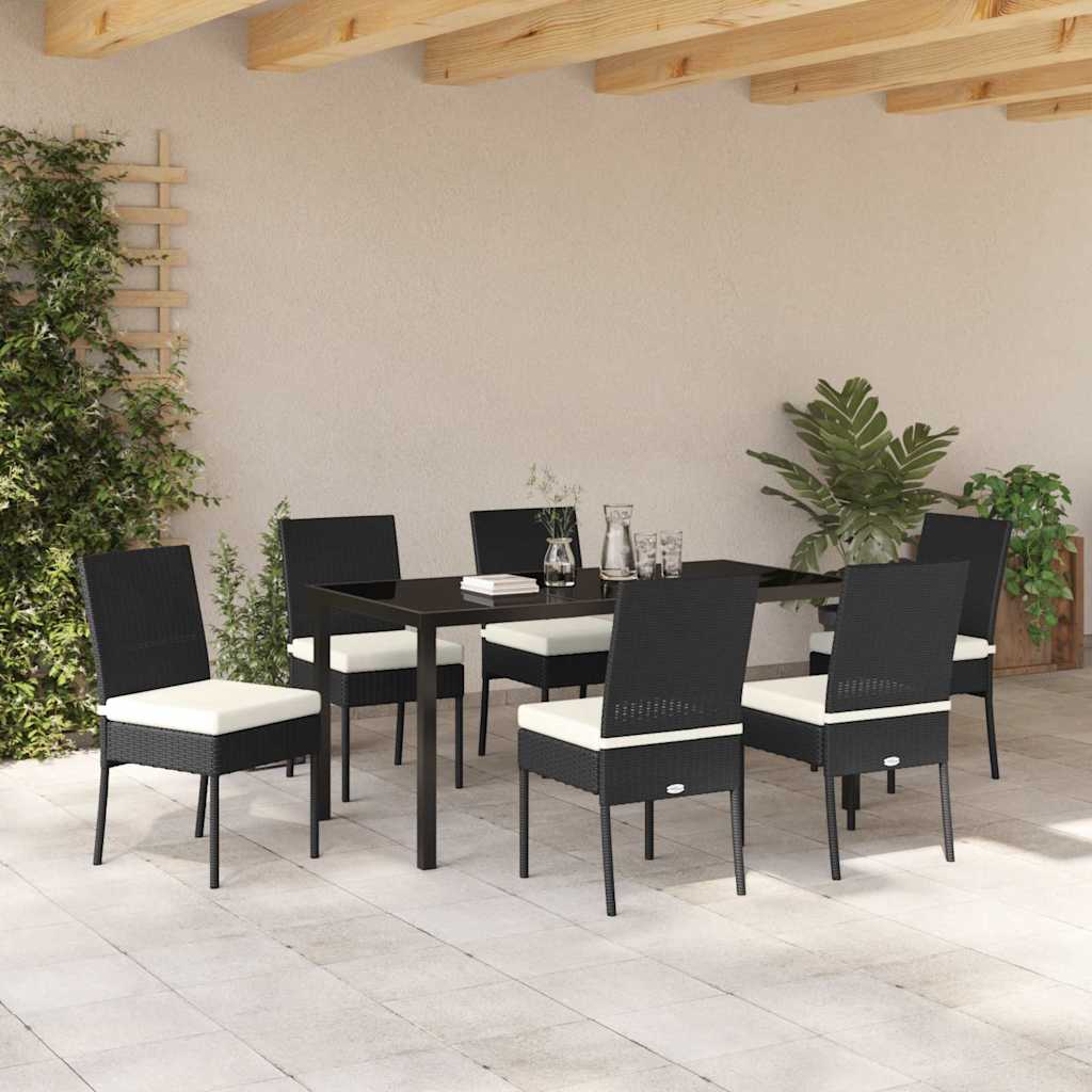Garden Dining Set 7 pcs Black Powder-Coated Steel