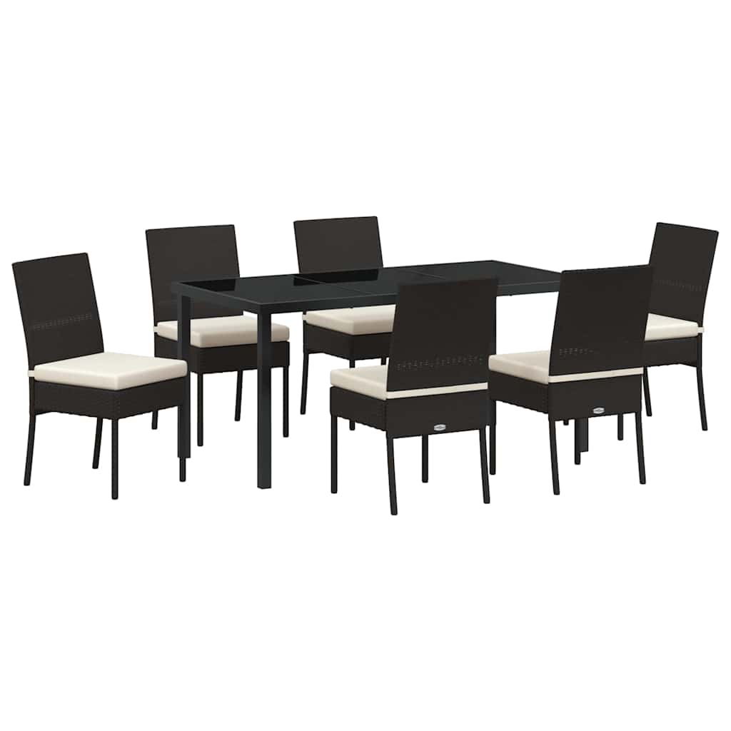 Garden Dining Set 7 pcs Black Powder-Coated Steel