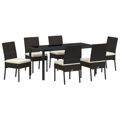 Garden Dining Set 7 pcs Black Powder-Coated Steel
