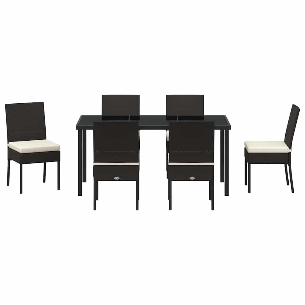 Garden Dining Set 7 pcs Black Powder-Coated Steel