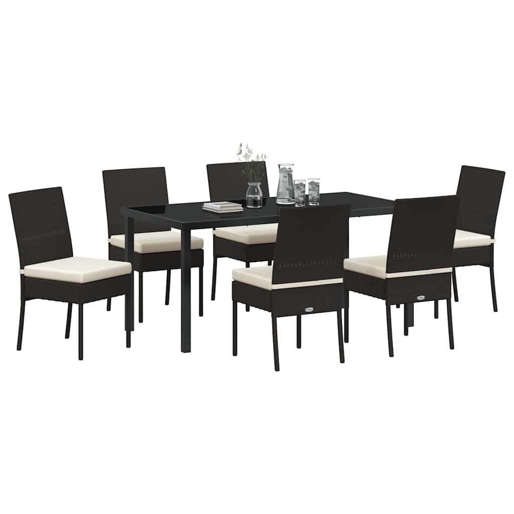 Garden Dining Set 7 pcs Black Powder-Coated Steel