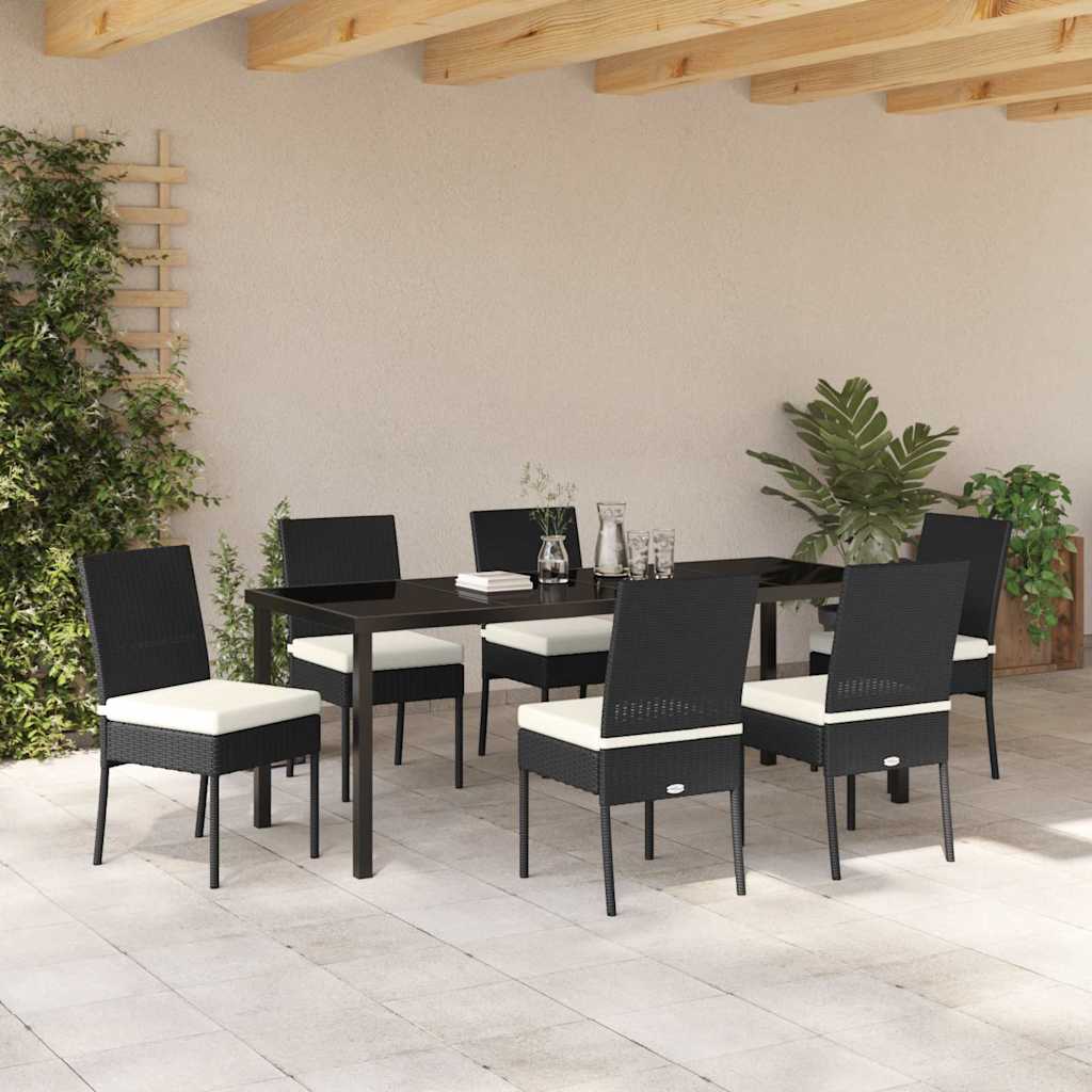 Garden Dining Set 7 pcs Black Powder-Coated Steel