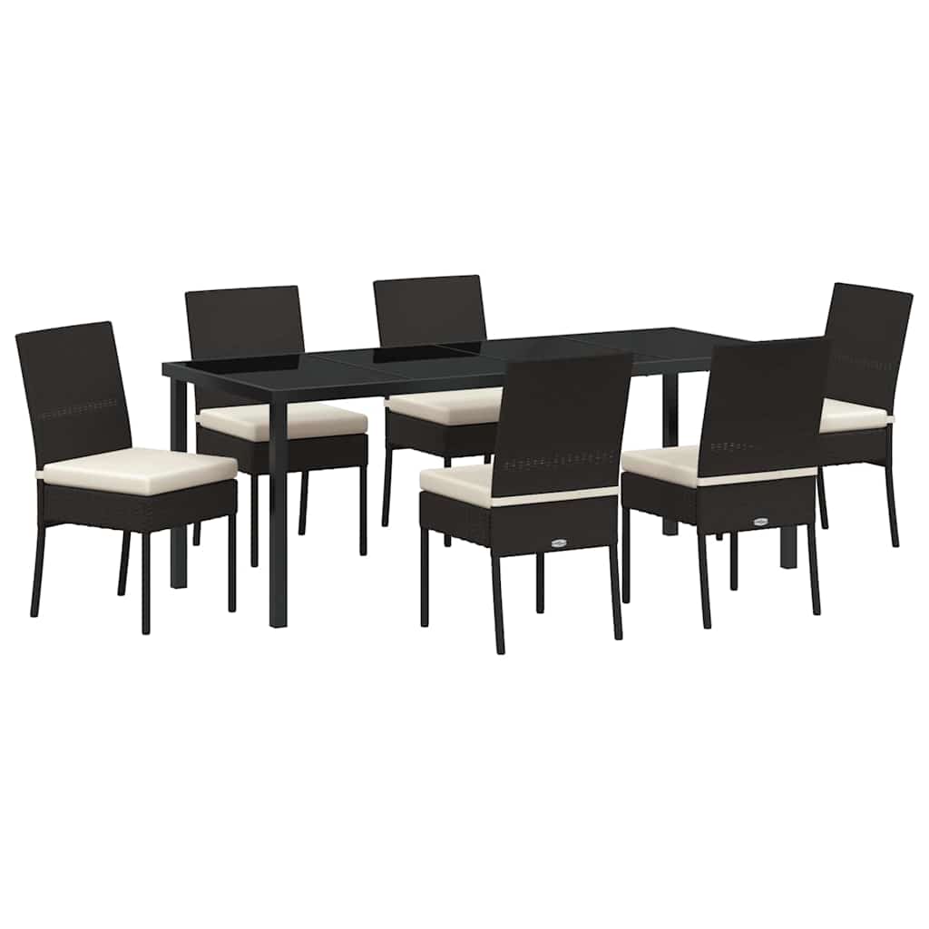 Garden Dining Set 7 pcs Black Powder-Coated Steel
