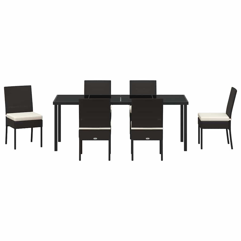 Garden Dining Set 7 pcs Black Powder-Coated Steel
