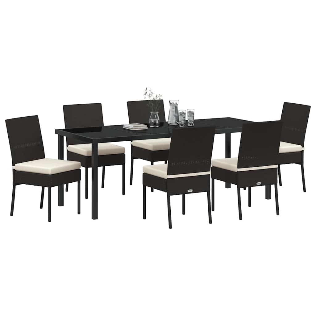 Garden Dining Set 7 pcs Black Powder-Coated Steel