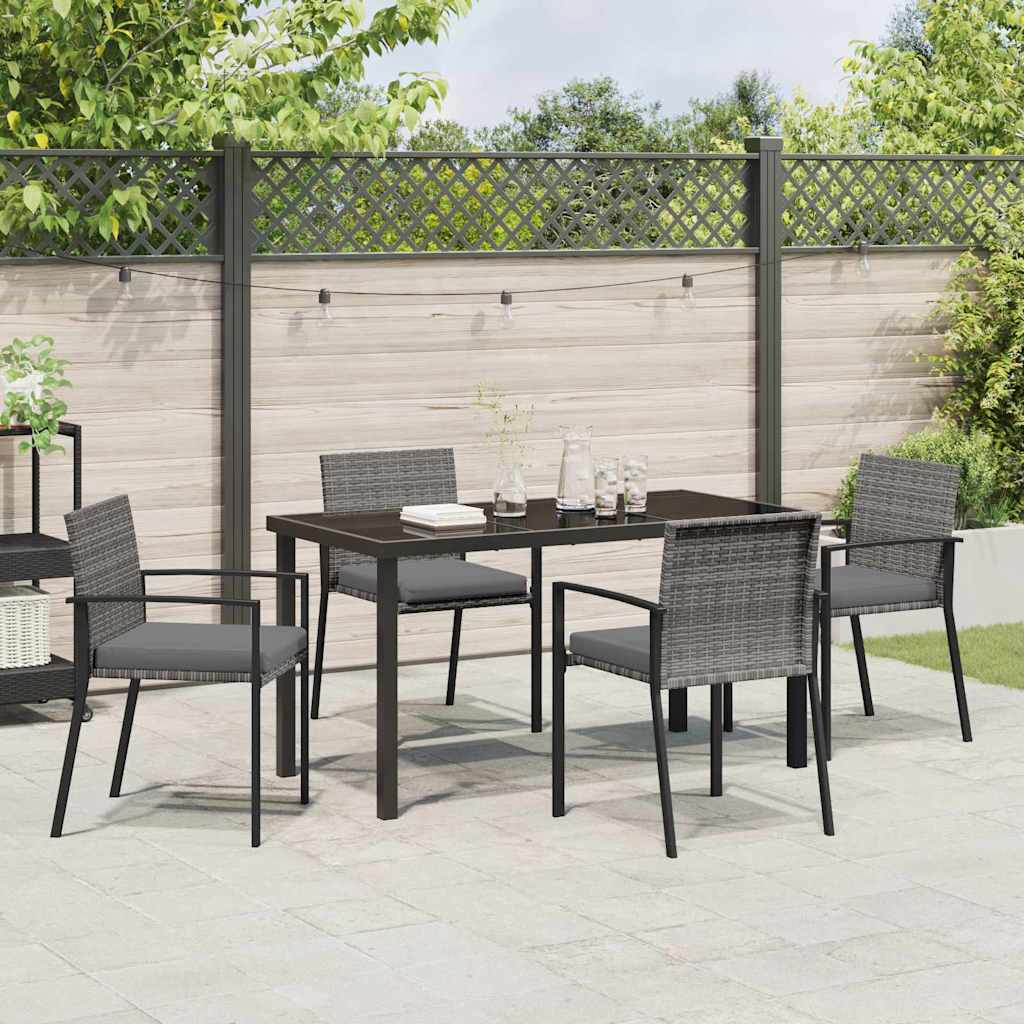 Garden Dining Set 5 pcs Grey Powder-Coated Steel
